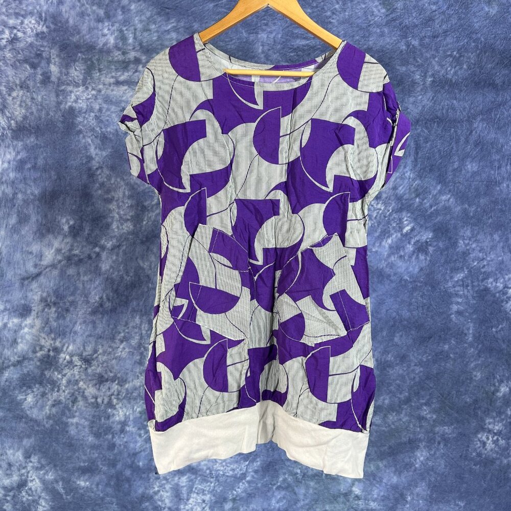 Vintage Purple Geometric Pattern Tunic Top